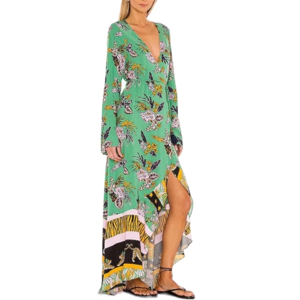 Maaji Herbaceous Moonbow Green Floral Maxi Dress Coverup - Picture 2 of 10
